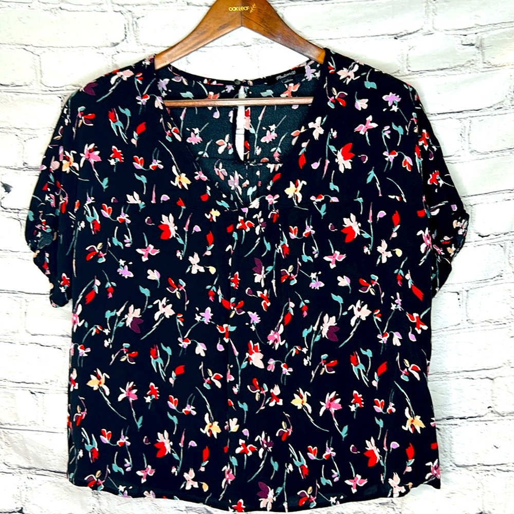 Madewell Floral Print Short Sleeve Top Size Medium Excellent Condition